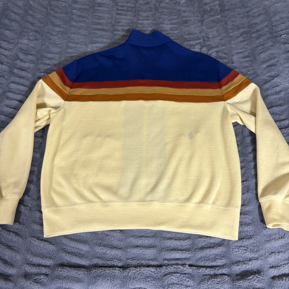 Vintage White Stag ActionSport Track Jacket XL Blue Cream Rainbow Stripe 70s 80s